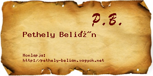 Pethely Belián névjegykártya